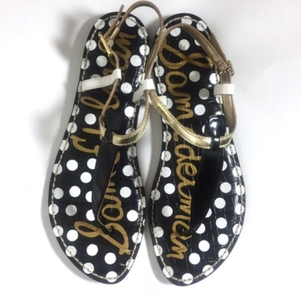 Sam Edelman “Gigi” Polka Dot-Soled Sandals